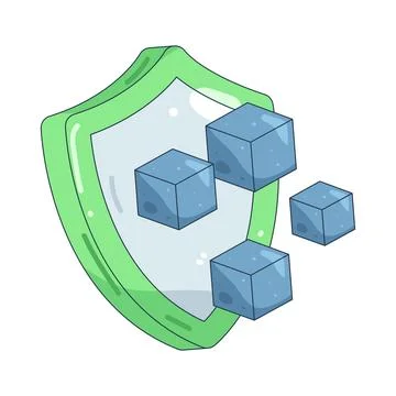 Illustration of cube with a shield Stock Illustration