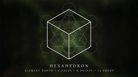 Illustration of Cube surrounded by Metatron's Cube Stock Illustration