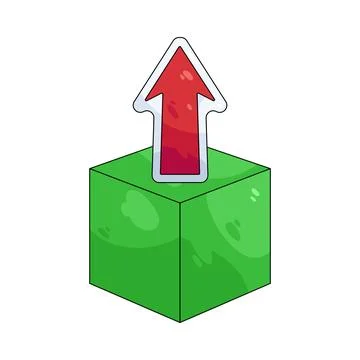 Illustration of cube with an upward arrow Stock Illustration