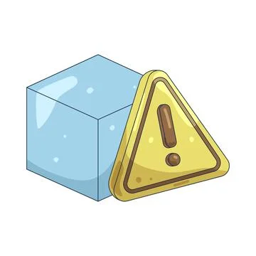 Illustration of cube with a warning sign Stock Illustration