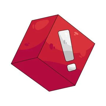 Illustration of cube with a warning sign Stock Illustration