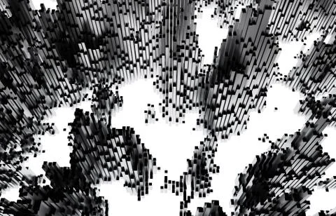 Illustration of cubes going up and down. Abstract downtown 3D render background. Иллюстрация