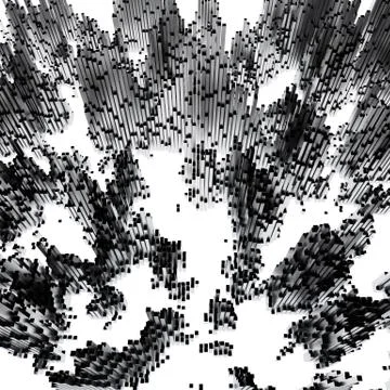 Illustration of cubes going up and down. Abstract downtown 3D render background. 스톡 일러스트