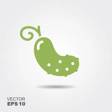 Illustration of cucumber flat icon with shadow Stock Illustration