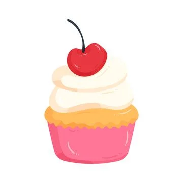 Illustration of cupcake with cherry Stock Illustration