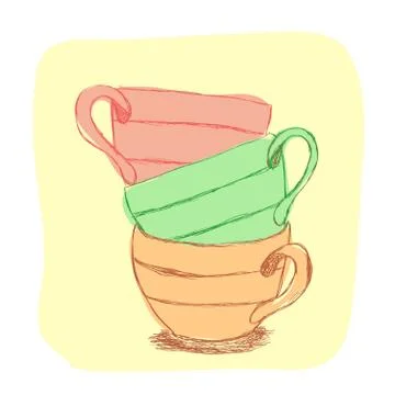 Illustration with cups Stock Illustration
