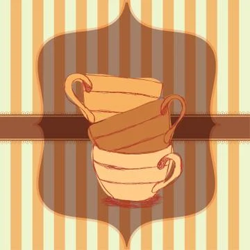 Illustration with cups Stock Illustration
