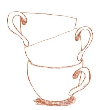 Illustration with cups. white background Stock Illustration