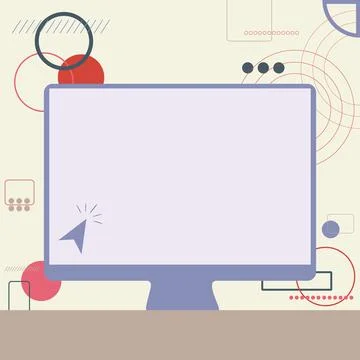 Illustration Of Cursor In A Big Blank Screen Monitor Searching For New Wonderful Stock Illustration