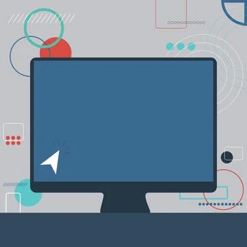 Illustration Of Cursor In A Big Blank Screen Monitor Searching For New Wonderful Stock Illustration