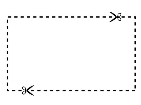 Illustration of a cut out coupon rectangle shape with scissors vector Stock Illustration