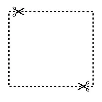 Illustration of a cut out coupon rectangle shape with scissors vector Stock Illustration