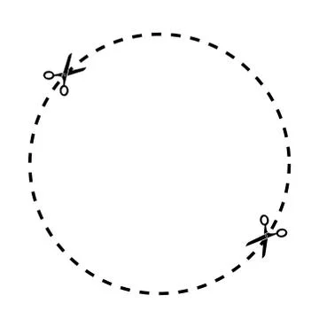 Illustration of a cut out coupon rectangle shape circle with scissors vector Stock Illustration