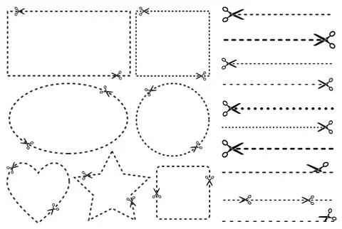 Illustration of a cut out coupon rectangle shape with scissors vector Illustrazione stock