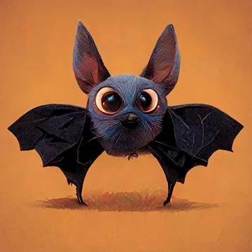Illustration of a cute bat on orange background Illustrazione stock