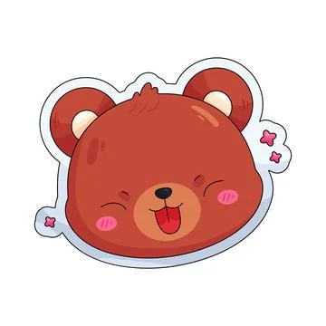 Illustration of cute bear face sticker Stock Illustration
