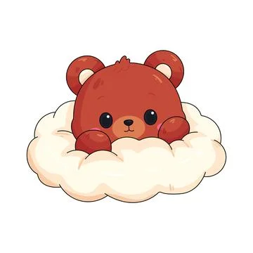 Illustration of cute bear peeking from a cloud Stock Illustration