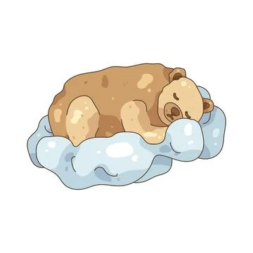 Illustration of cute bear sleeping on a cloud Stock Illustration