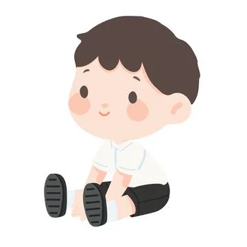 Illustration of a Cute Boy Sitting Down Stock Illustration