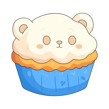 Illustration of cute cupcake with a bear face Stock Illustration