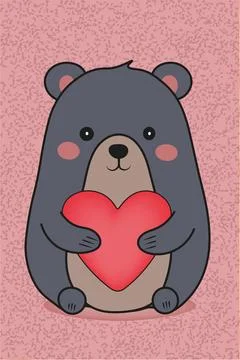 Illustration of a cute dark gray bear Stock Illustration