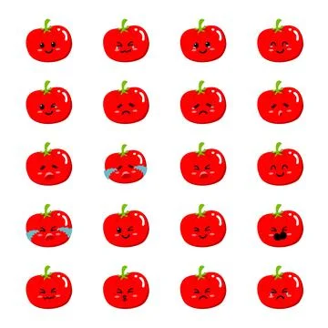 Illustration cute expression tomato icon set Ilustración de archivo