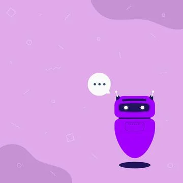 Illustration Of Cute Floating Robot Telling Us New Wonderful Information In A Illustrazione stock