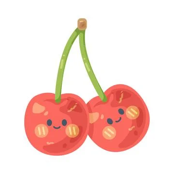 Illustration of cute kawaii cherry Illustrazione stock
