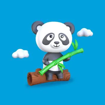 Illustration of a cute panda sitting on a tree branch Illustrazione stock