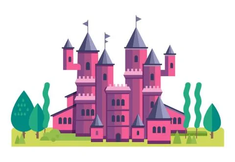 Illustration of a Cute Pink Castle vector Stock Illustration