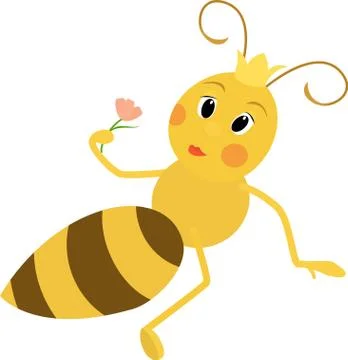 Illustration of a Cute Queen Bee Stock Illustration