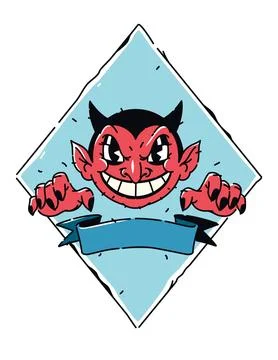 Illustration of a cute red demon. Vector. Devil, Lucifer is a cartoon not a c Stock Illustration