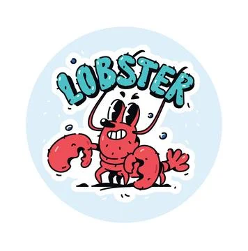 Illustration of a cute red lobster. Vector. Crustacean cartoon children's cha Stock Illustration