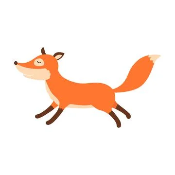 Illustration cute running fox. Vector illustration isolated. Stock Illustration