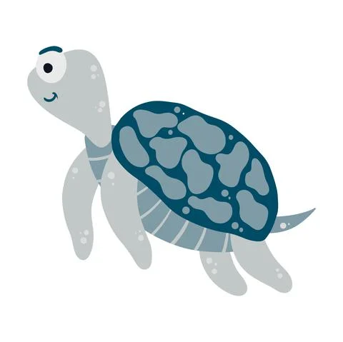 Illustration of a cute sea turtle on a white background vector illustration c Illustrazione stock