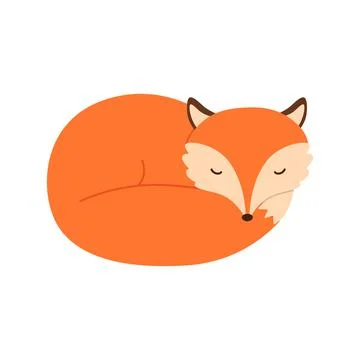 Illustration cute sleeping fox. Vector illustration isolated. Stock Illustration