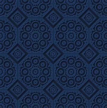 Illustration dark blue seamless pattern, arabesque background Stock Illustration