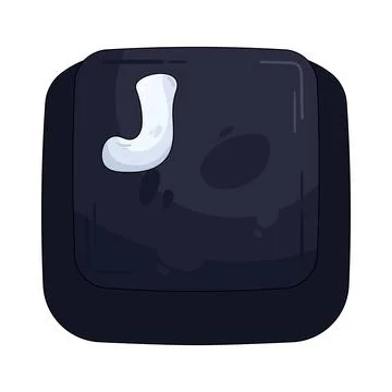 Illustration of dark keycap featuring the letter J 스톡 일러스트