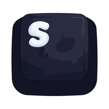 Illustration of dark keycap featuring the letter S Stock Illustration