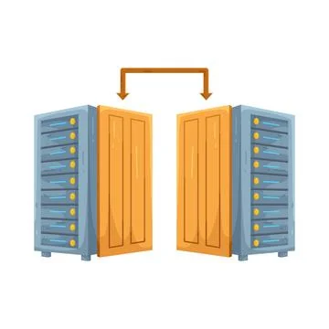 Illustration of Data Transfer Between Two Servers Stock Illustration