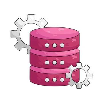 Illustration of database with a gear Stock Illustration