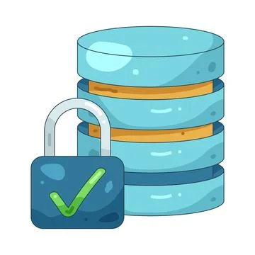 Illustration of Database security and protection Stock Illustration