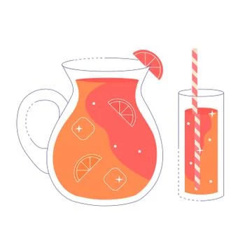 Illustration with a decanter of lemonade Ilustração Stock
