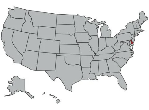 Illustration of Delaware State. Vector map of the USA in gray color. Contours Illustrazione stock