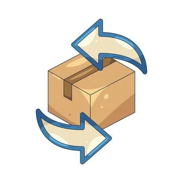 Illustration of delivery box with return arrows Ilustração Stock