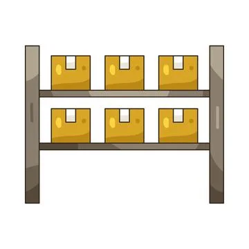 Illustration of delivery box shelf 스톡 일러스트