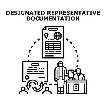 Illustration depicting the concept of designated representative documentation Stock Illustration