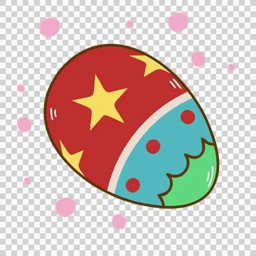 Illustration is depicting Easter egg with tri-color patterns and pink circles, Stock Illustration