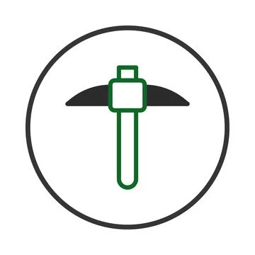 Illustration depicts a pickaxe emblem showcasing manual labor and industry .. Stockillustratie