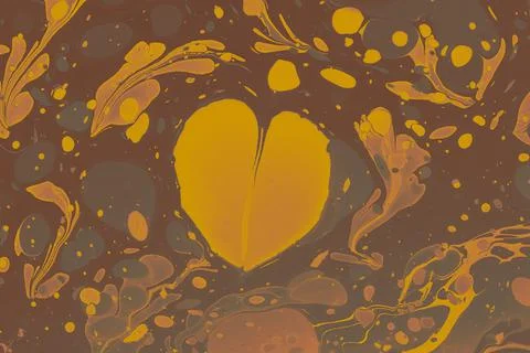 Illustration design of abstract marble pattern with yellow heart shape イラスト素材